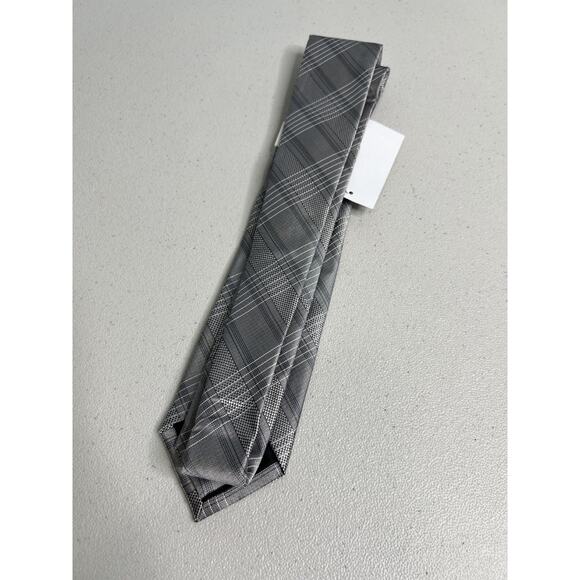 Calvin Klein Gray Plaid Pattern Silk Blend Slim Designer Tie NWT - Picture 4 of 7